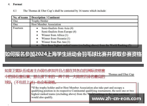 如何报名参加2024上海学生运动会羽毛球比赛并获取参赛资格